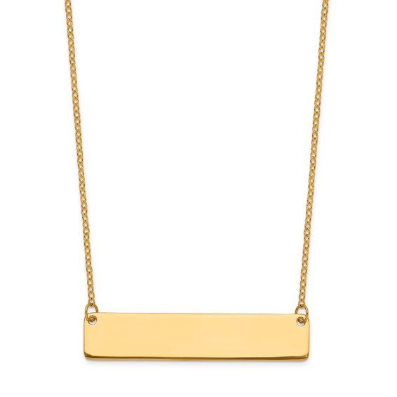 24k Yellow Gold Classic Engravable Bar Necklace