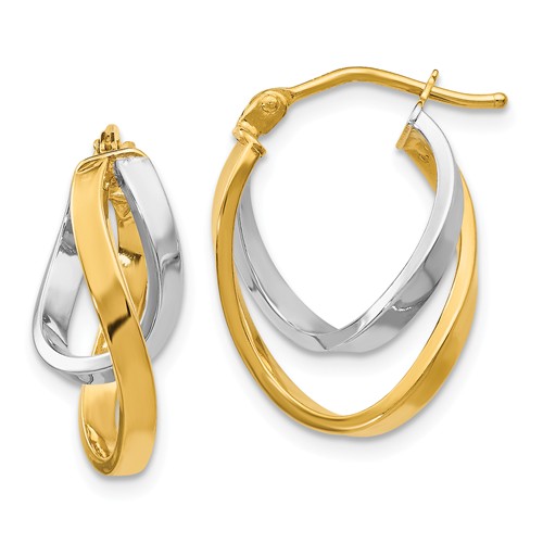 14k Two-tone Gold Italian Twisted Hoop Earrings 5/8in