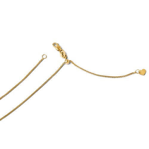 14k Yellow Gold Adjustable Wheat Chain 1mm