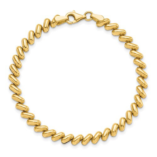 14k Yellow Gold San Marco Bracelet with Polished Finish 7in