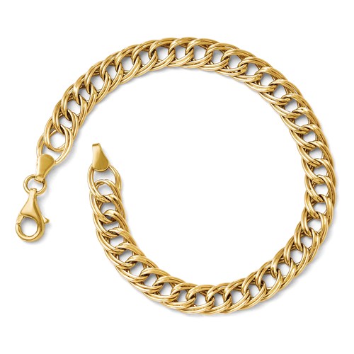 14k Yellow Gold Italian Fancy Round Link Bracelet 7in