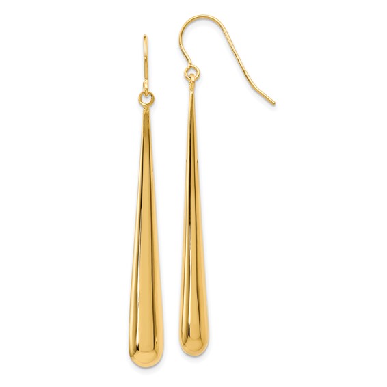 14kt Yellow Gold Long Tear Drop Dangle Earrings