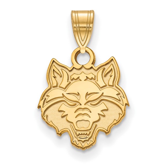 14k Yellow Gold Arkansas State University Wolf Pendant 1/2in