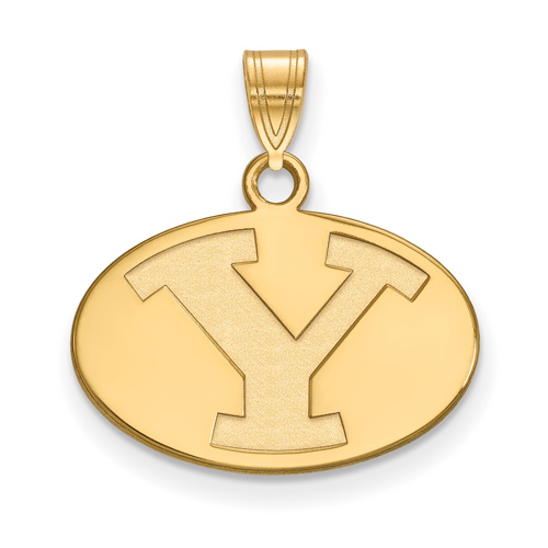 Brigham Young University Oval Pendant 1/2in 14k Yellow Gold