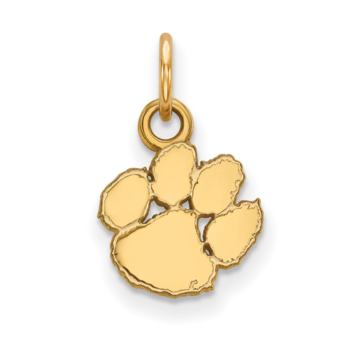 10kt Yellow Gold 3/8in Clemson University Paw Pendant