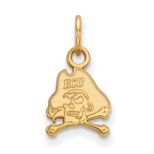 East Carolina University Skull and Bones Charm 3/8in 14k Yellow Gold