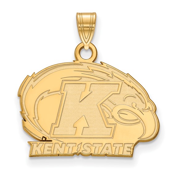 14k Yellow Gold Kent State University Golden Flashes Pendant 1/2in