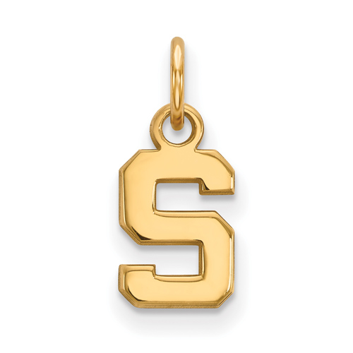 10kt Yellow Gold 3/8in Michigan State University Block S Logo Pendant