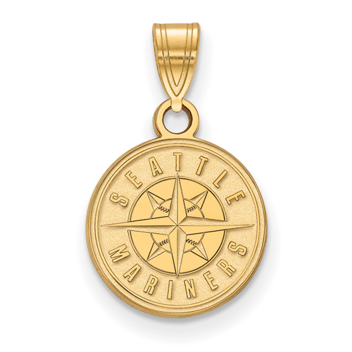 10k Yellow Gold 1/2in Seattle Mariners Round Logo Pendant