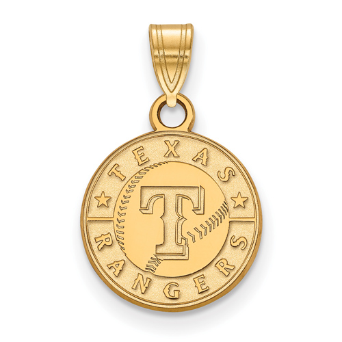 14k Yellow Gold 1/2in Round Texas Rangers Baseball Pendant