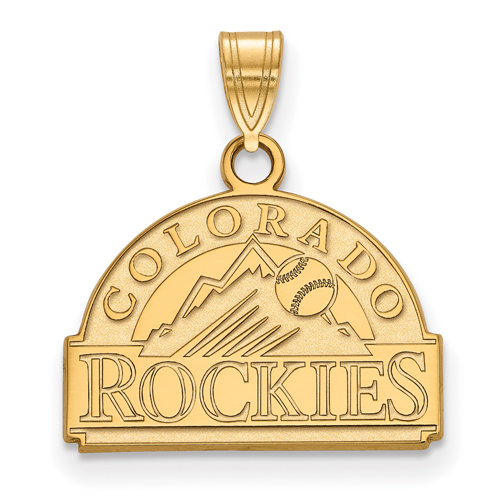 14k Yellow Gold 3/4in Colorado Rockies Arched Pendant
