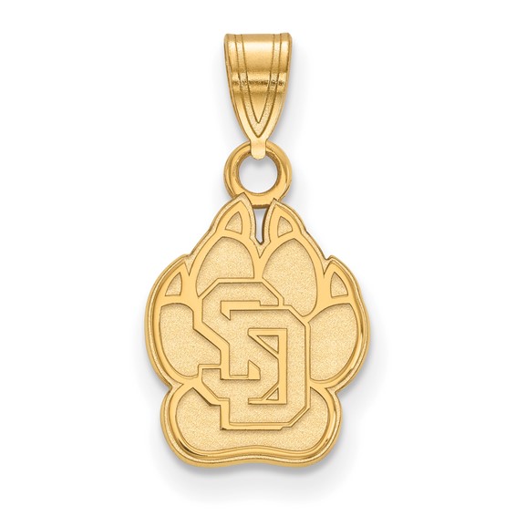 10k Yellow Gold University of South Dakota Paw Pendant 1/2in