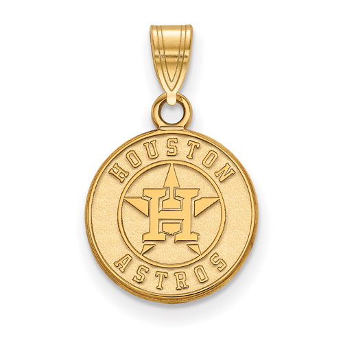 14k Yellow Gold 1/2in Houston Astros Round Pendant