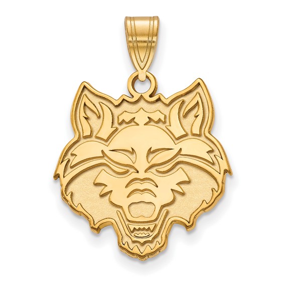 10k Yellow Gold Arkansas State University Wolf Pendant 3/4in