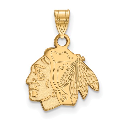 Chicago Blackhawks Pendant 1/2in 10k Yellow Gold