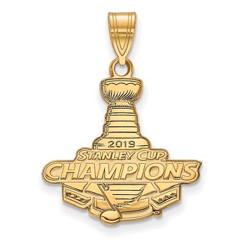 14k Yellow Gold St. Louis Blues 2019 Stanley Cup Pendant 3/4in