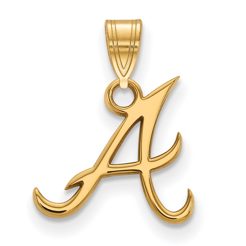14kt Yellow Gold 1/2in Atlanta Braves A Pendant