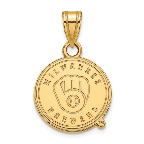14k Yellow Gold 1/2in Milwaukee Brewers Logo Pendant