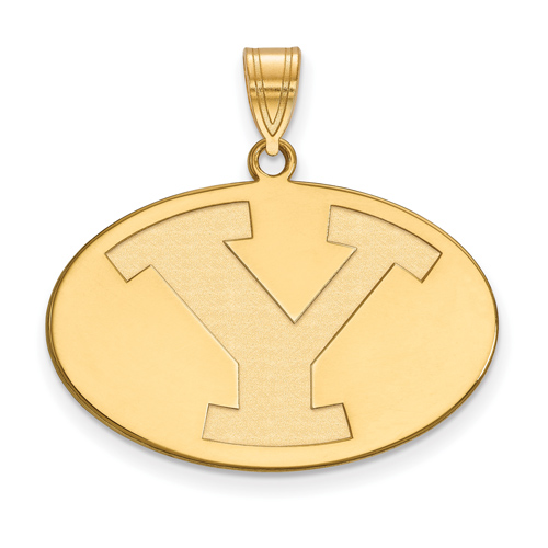 Brigham Young University Oval Pendant 3/4in 10k Yellow Gold