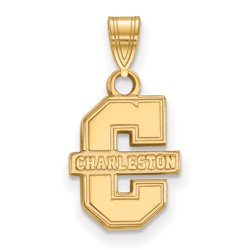 College of Charleston Logo Pendant 1/2in 14k Yellow Gold
