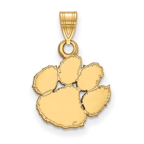 10kt Yellow Gold 1/2in Clemson University Paw Pendant