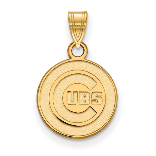 14kt Yellow Gold 1/2in Chicago Cubs Round Pendant