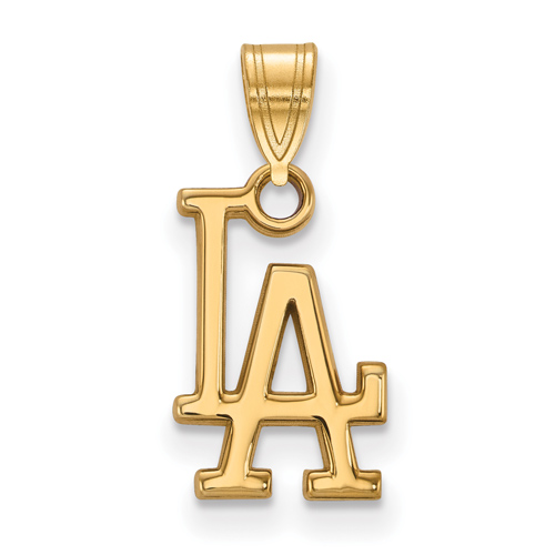 10k Yellow Gold Los Angeles Dodgers LA Pendant 1/2in