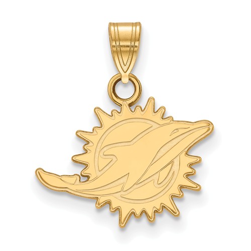 10k Yellow Gold 1/2in Miami Dolphins Pendant