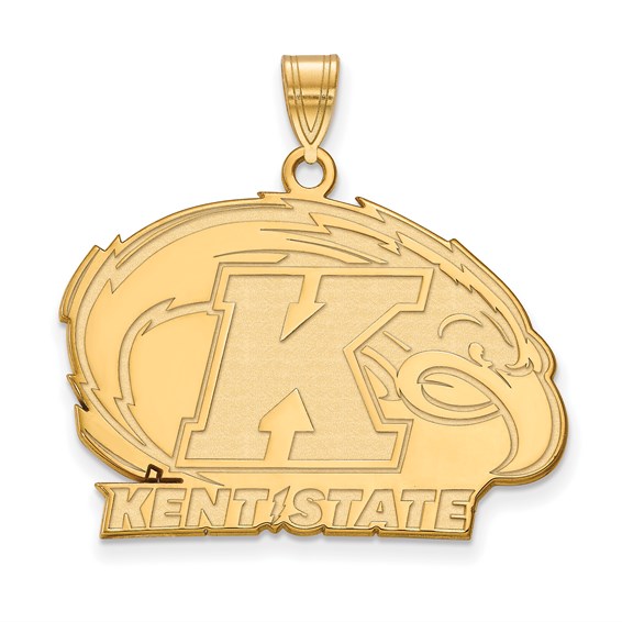 10k Yellow Gold Kent State University Golden Flashes Pendant 3/4in