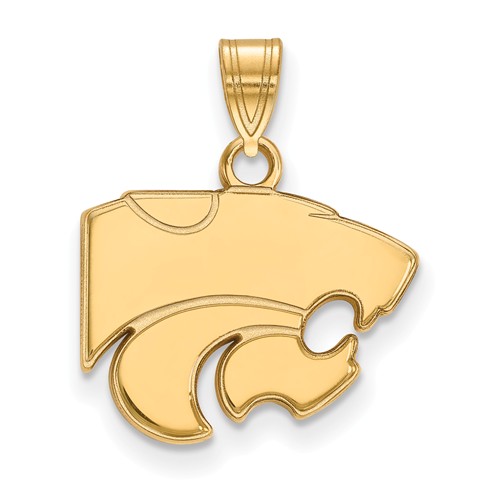 Kansas State University Wildcat Pendant 1/2in 14k Yellow Gold