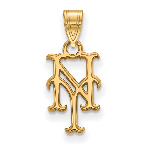 14kt Yellow Gold 1/2in New York Mets NY Pendant