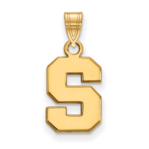14kt Yellow Gold 1/2in Michigan State University Block S Pendant