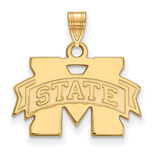 Mississippi State University Pendant 1/2in 14k Yellow Gold