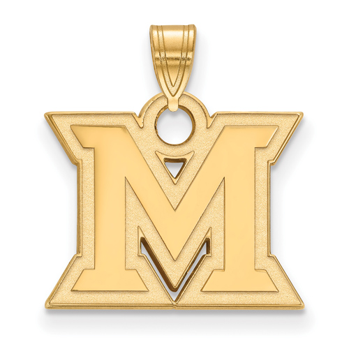 Miami University M Pendant 1/2in 14k Yellow Gold