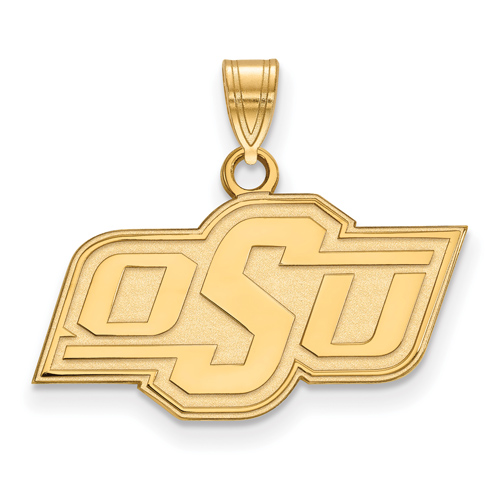 14kt Yellow Gold 1/2in Oklahoma State University OSU Pendant