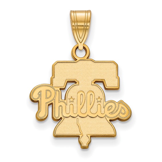 14kt Yellow Gold 5/8in Philadelphia Phillies Bell Pendant