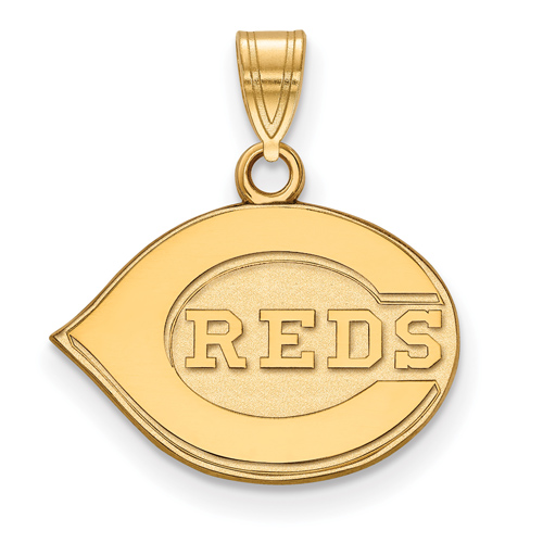 14k Yellow Gold 1/2in Cincinnati Reds Logo Pendant