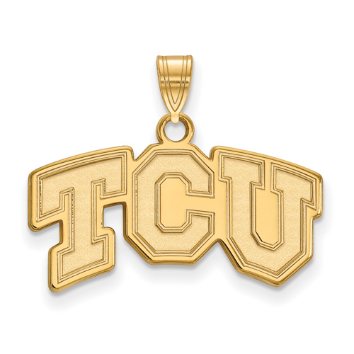 14kt Yellow Gold 1/2in Texas Christian University TCU Pendant
