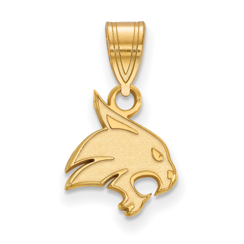 Texas State University Bobcat Pendant 1/2in 14k Yellow Gold