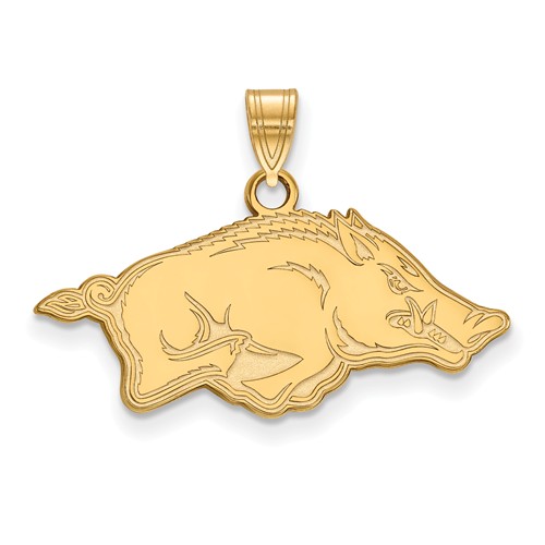 10k Yellow Gold 1/2in University of Arkansas Razorback Pendant