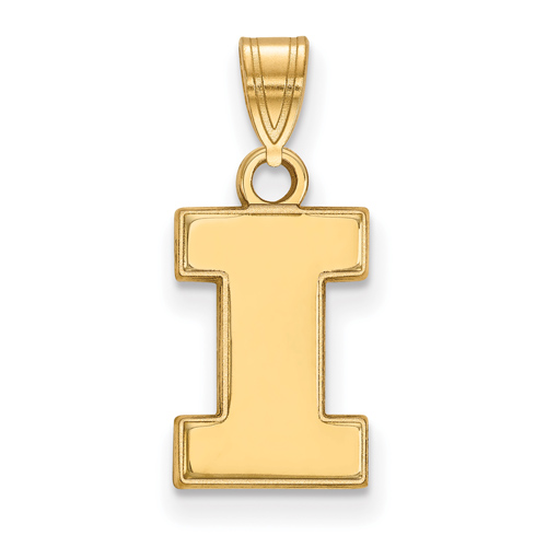 10kt Yellow Gold 1/2in University of Illinois Block I Pendant