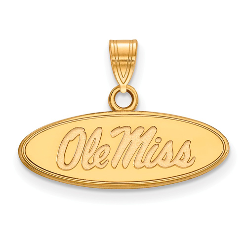 14k Yellow Gold 3/8in Ole Miss Oval Pendant