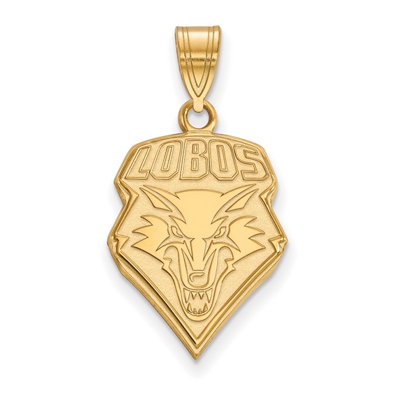 14k Yellow Gold University of New Mexico Lobos Logo Pendant 3/4in
