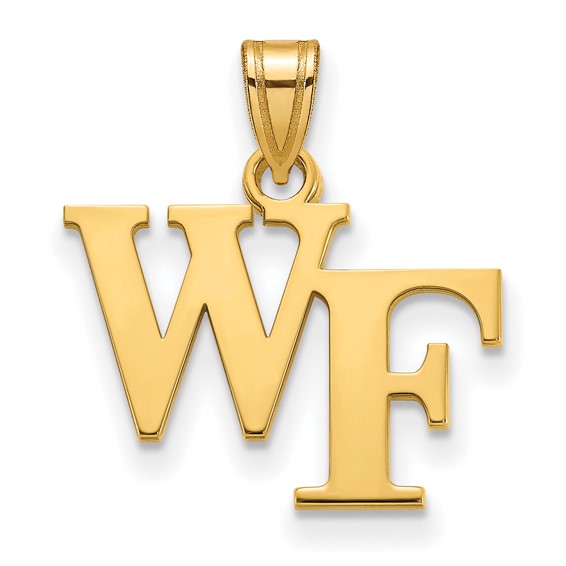 Wake Forest University WF Pendant 1/2in 14k Yellow Gold