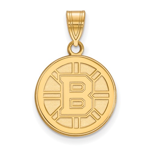 14k Yellow Gold 5/8in Boston Bruins Round Pendant