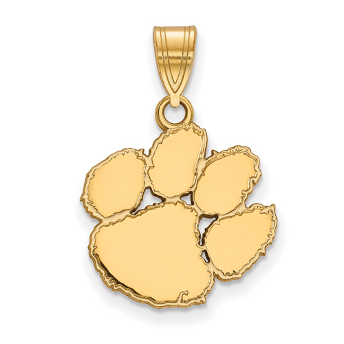 14kt Yellow Gold 5/8in Clemson University Paw Pendant