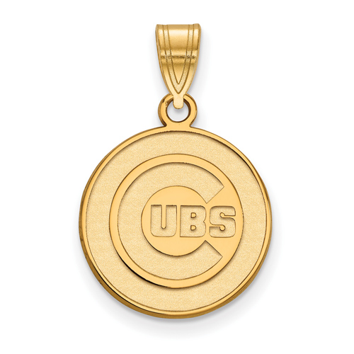 14kt Yellow Gold 5/8in Chicago Cubs Round Laser-cut Pendant