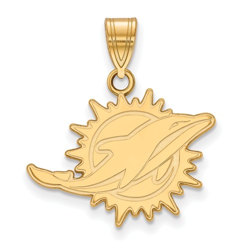 10k Yellow Gold 5/8in Miami Dolphins Pendant