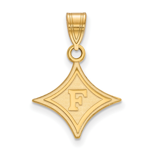 10k Yellow Gold 5/8in Furman University Diamond Logo Pendant