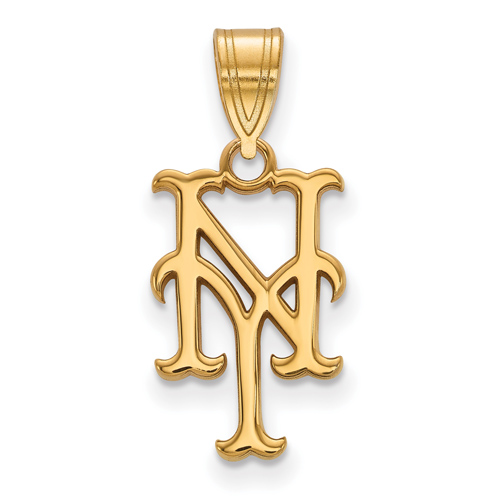 14kt Yellow Gold 5/8in Laser-cut New York Mets NY Pendant
